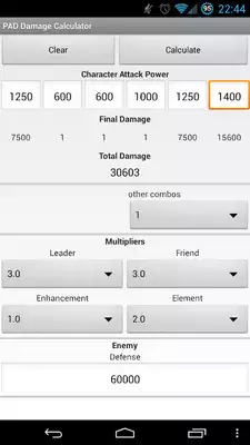 Play PAD Combo Damage Calculator