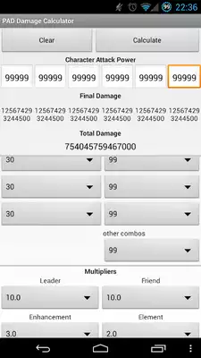 Play PAD Combo Damage Calculator