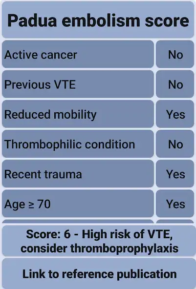 Play Padua Embolism Score as an online game Padua Embolism Score with UptoPlay