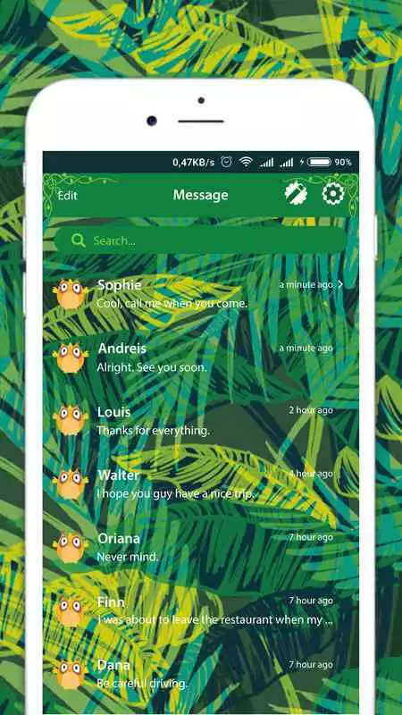 Play Palm Leaf Message SMS Theme 2018