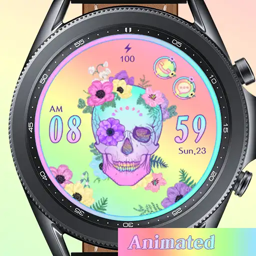 Play Pastel Skull Flower_Watchface APK Play Pastel Skull Flower_Watchface APK