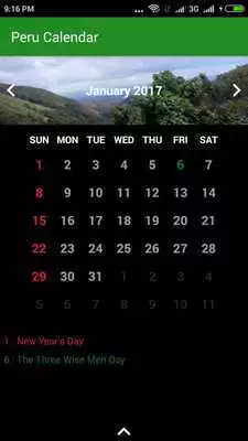 Play Peru Calendar