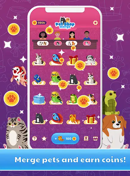 Play Pet Shop Merge Animal Game as an online game Pet Shop Merge Animal Game with UptoPlay