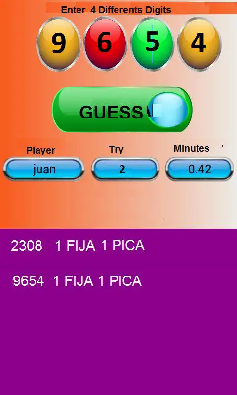 Play PICAS y FIJAS - Guess a Number