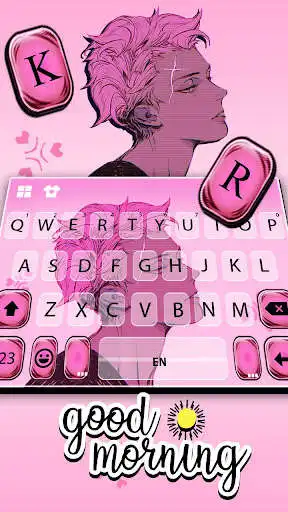 Play Pink Anime Boy Keyboard Background as an online game Pink Anime Boy Keyboard Background with UptoPlay