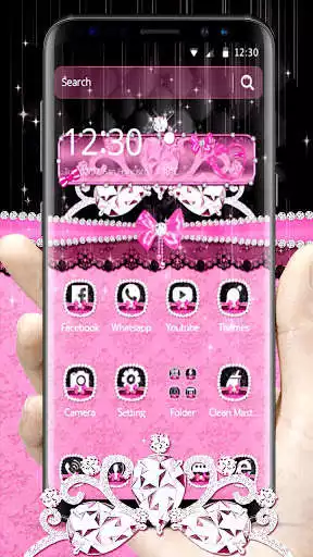 Play APK Pink Bow Lace Theme  and enjoy Pink Bow Lace Theme with UptoPlay com.launcher.theme.t211802889