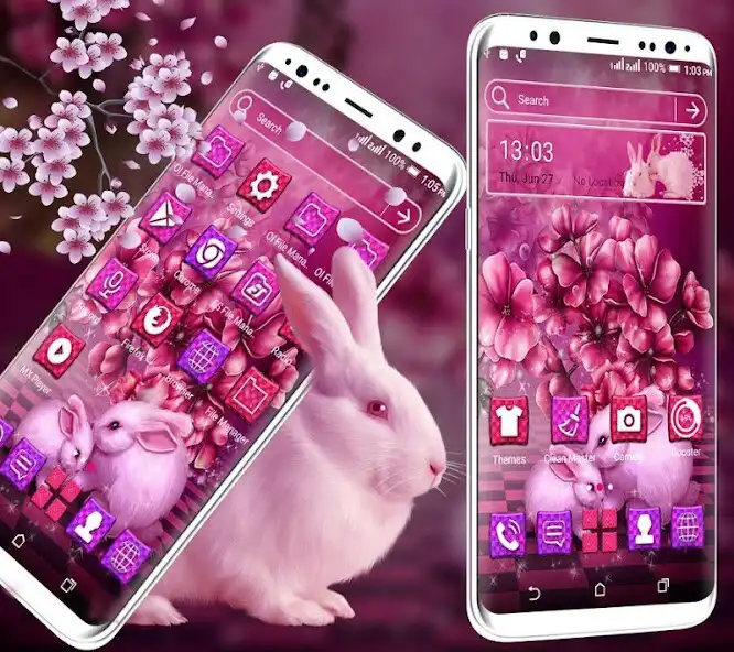 Play Pink Bunny Launcher Theme as an online game Pink Bunny Launcher Theme with UptoPlay
