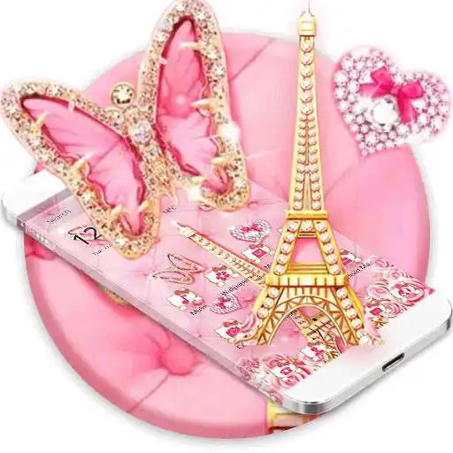 Free play online Pink Butterfly Eiffel Kitty Theme  APK