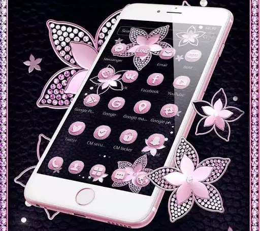 Play APK Pink Flower Diamond Black Theme  and enjoy Pink Flower Diamond Black Theme with UptoPlay com.launcher.theme.t211810960