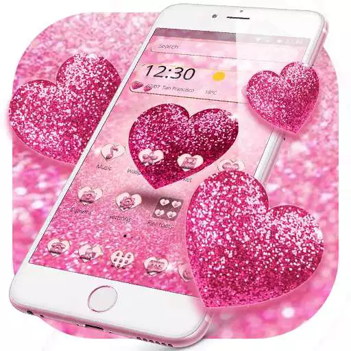Free play online Pink Glitter Love Heart Theme APK