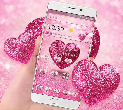 Play Pink Glitter Love Heart Theme Play Pink Glitter Love Heart Theme