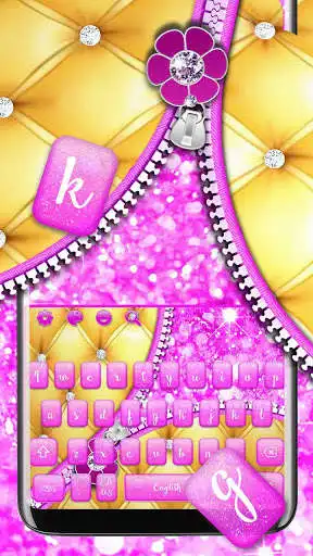 Play APK Pink Gold Zipper Theme  and enjoy Pink Gold Zipper Theme with UptoPlay keyboard.theme.pink.gold.zipper.glitter