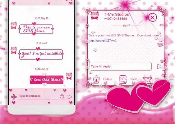 Play Pink Hearts SMS Theme
