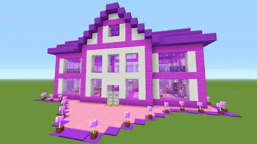 Play Pink houses for minecraft as an online game Pink houses for minecraft with UptoPlay