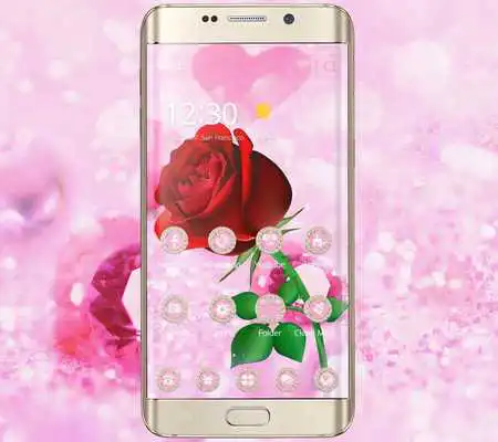 Play Pink luxury rose diamond wallpaper theme