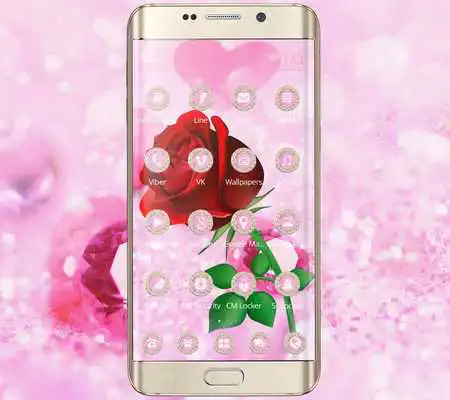 Play Pink luxury rose diamond wallpaper theme
