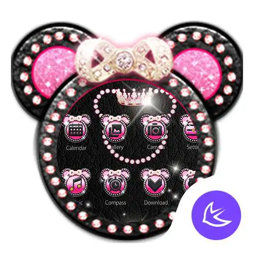 Free play online Pink Mickey Diamond Bowknot – APUS launcher theme  APK