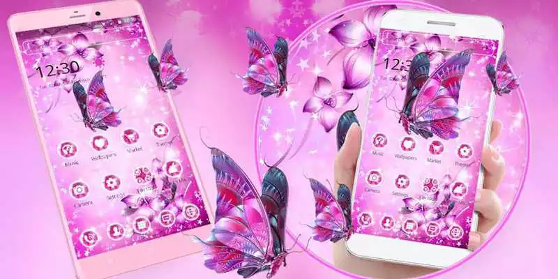 Play Pink Neon Butterfly Theme Wallpaper  Lock Screen