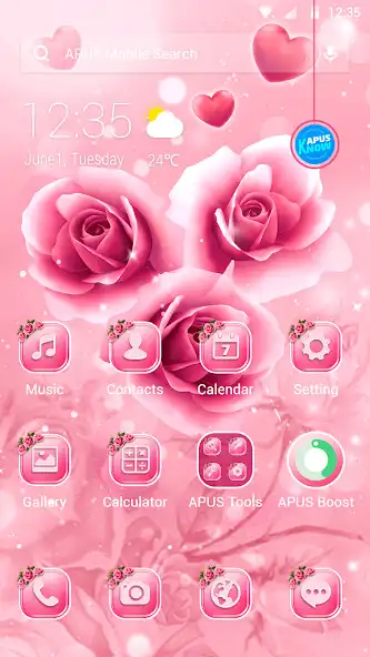 Play Pink Rose APUS Launcher theme  and enjoy Pink Rose APUS Launcher theme with UptoPlay