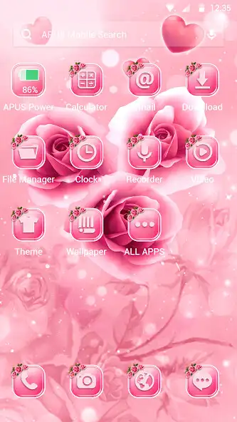 Play Pink Rose APUS Launcher theme as an online game Pink Rose APUS Launcher theme with UptoPlay