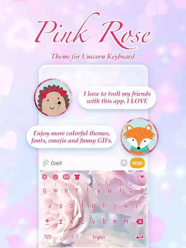 Play Pink Rose Emoji Keyboard Theme