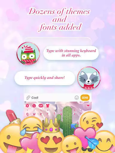 Play Pink Rose Emoji Keyboard Theme