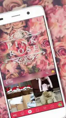 Play Pink Rose Emoji Keyboard Theme
