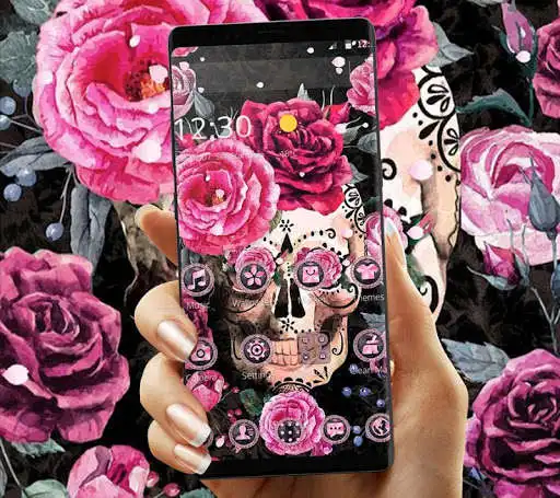 Play APK Pink Rose Skeleton Romantic Theme  and enjoy Pink Rose Skeleton Romantic Theme with UptoPlay com.launcher.theme.t211812254