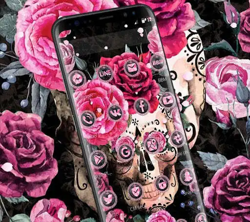 Play APK Pink Rose Skeleton Romantic Theme  and enjoy Pink Rose Skeleton Romantic Theme with UptoPlay com.launcher.theme.t211812254