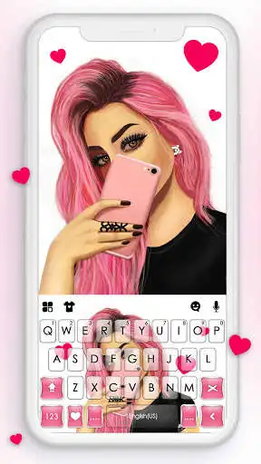 Play Pink Selfie Girl Keyboard Background  and enjoy Pink Selfie Girl Keyboard Background with UptoPlay