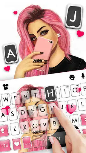 Play Pink Selfie Girl Keyboard Background as an online game Pink Selfie Girl Keyboard Background with UptoPlay