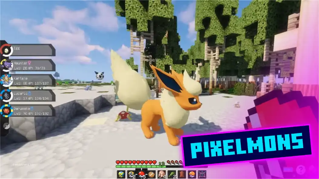 Play Pixelmons for minecraft as an online game Pixelmons for minecraft with UptoPlay