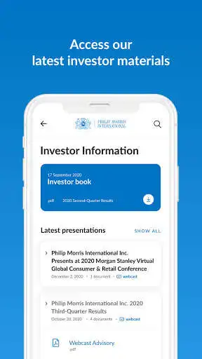 Play PMI Investor Relations Mobile Application as an online game PMI Investor Relations Mobile Application with UptoPlay