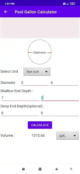 Play Pool Gallon Calculator as an online game Pool Gallon Calculator with UptoPlay