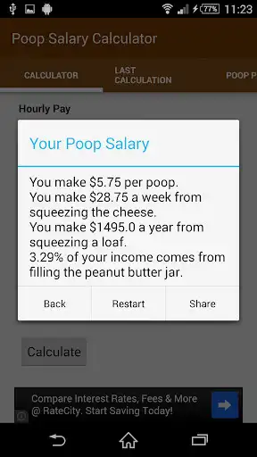 Play Poop Salary Calculator as an online game Poop Salary Calculator with UptoPlay
