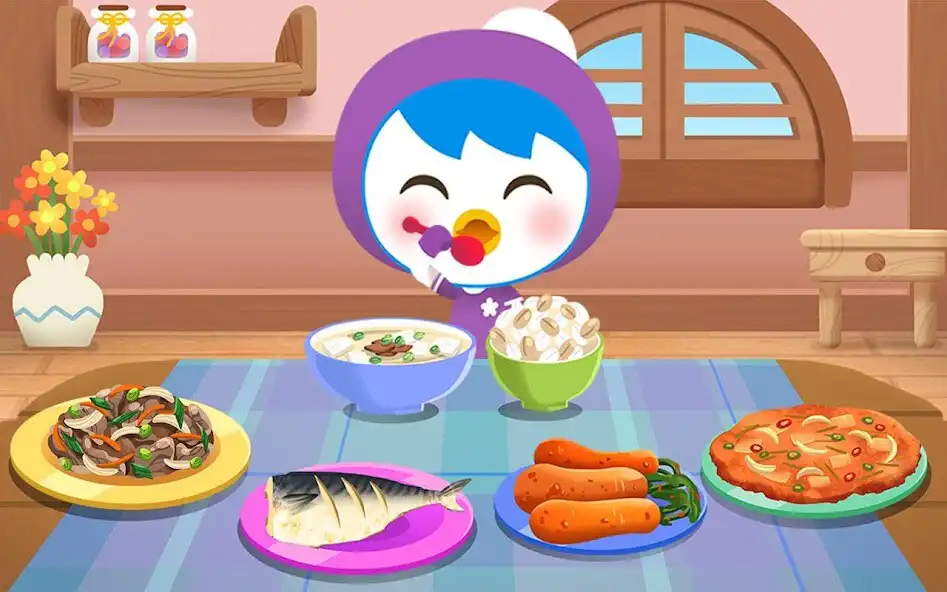 Play Pororo Eating Game - Kid Habit as an online game Pororo Eating Game - Kid Habit with UptoPlay