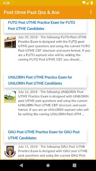 Play Post Utme past question+answer  and enjoy Post Utme past question+answer with UptoPlay