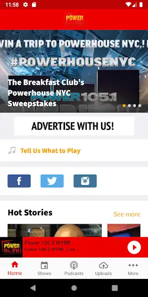 Play POWER 106 WYRB  and enjoy POWER 106 WYRB with UptoPlay