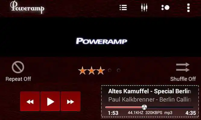 Play Poweramp Skin Red Dark Leather