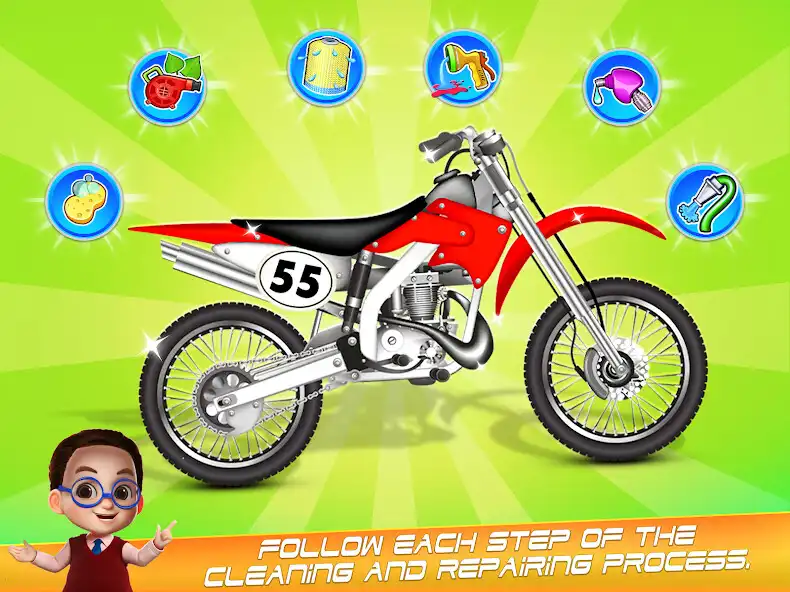 Play Power Bike Wash Garage Game  and enjoy Power Bike Wash Garage Game with UptoPlay