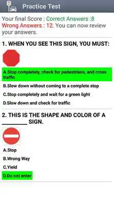 Play Practise Test USA  Road Signs