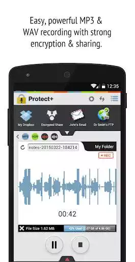 Play Protect+ MP3/WAV Voice Recorder w/ Encryption Free  and enjoy Protect+ MP3/WAV Voice Recorder w/ Encryption Free with UptoPlay