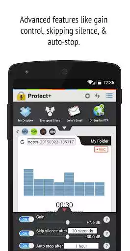 Play Protect+ MP3/WAV Voice Recorder w/ Encryption Free as an online game Protect+ MP3/WAV Voice Recorder w/ Encryption Free with UptoPlay