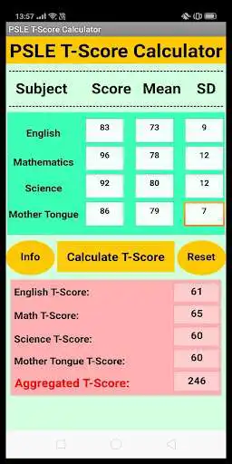 Play PSLE T-Score Calculator as an online game PSLE T-Score Calculator with UptoPlay