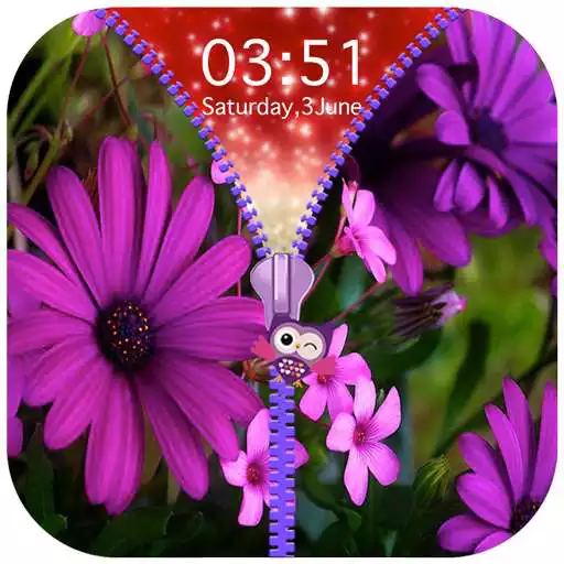 Play Purple Flower Zipper Lock Screen APK