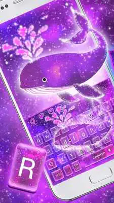 Play Purple Glitter starry Whale Keyboard Theme