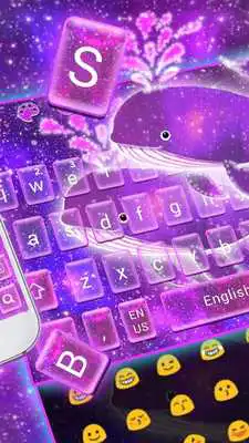 Play Purple Glitter starry Whale Keyboard Theme