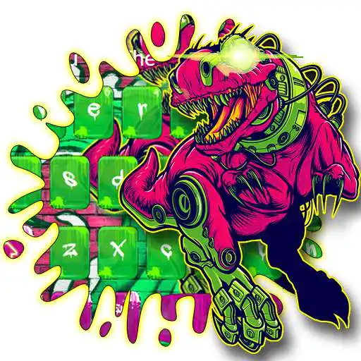 Run free android online Purple Streetart T-rex Skull Graffiti Keyboard APK