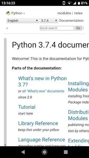Play Python 3.7.4 Offline Docs - Android version  and enjoy Python 3.7.4 Offline Docs - Android version with UptoPlay
