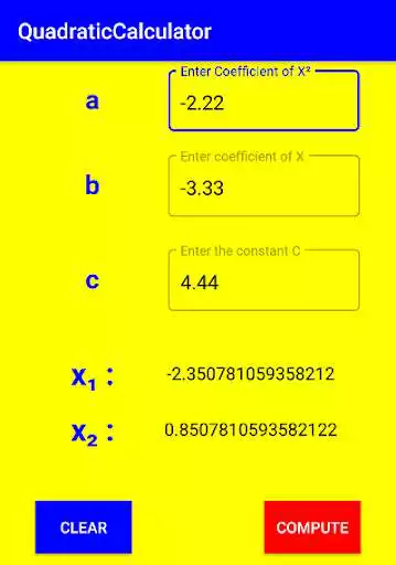 Play Quadratic Calculator as an online game Quadratic Calculator with UptoPlay
